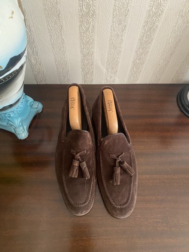 Men brown suede loafers sz - brown,